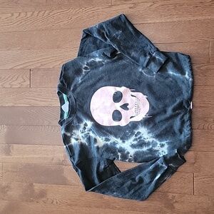 Skull tie dye crop sweatshirt xsmall